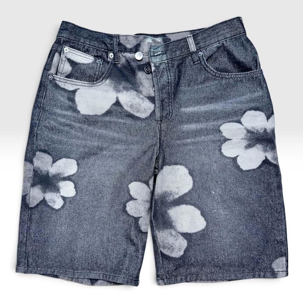Fashion Nova Born To Bloom Crossover Denim Jorts Black Wash